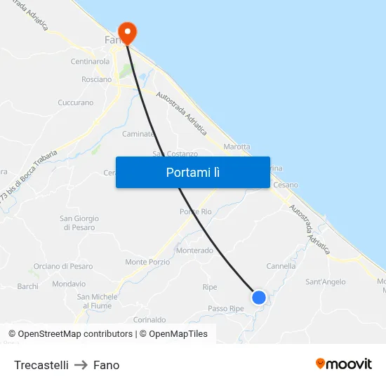 Trecastelli to Fano map