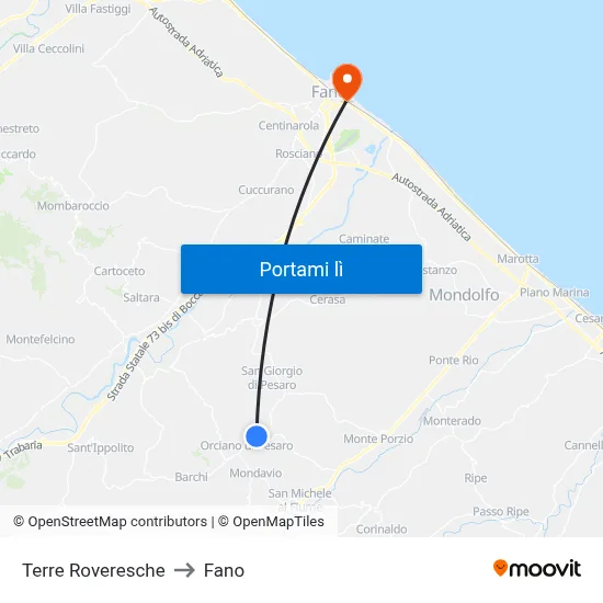 Terre Roveresche to Fano map