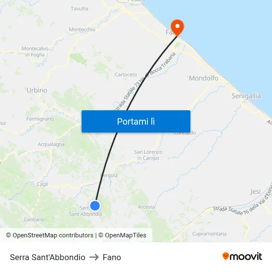 Serra Sant'Abbondio to Fano map