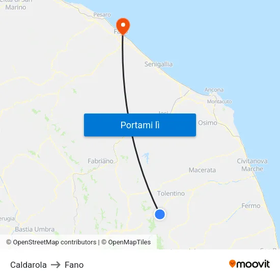 Caldarola to Fano map