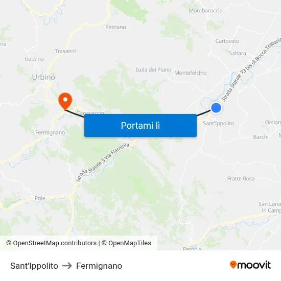 Sant'Ippolito to Fermignano map