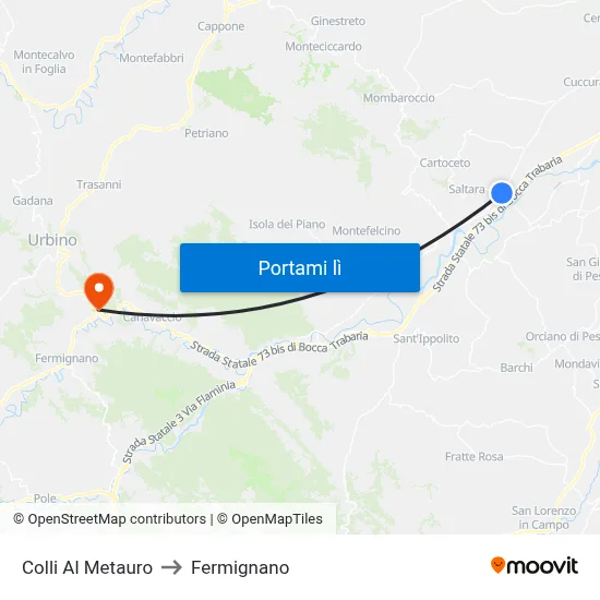 Colli Al Metauro to Fermignano map