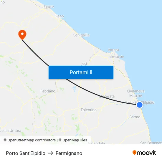 Porto Sant'Elpidio to Fermignano map