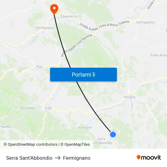 Serra Sant'Abbondio to Fermignano map