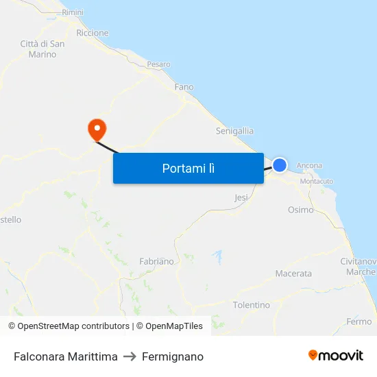Falconara Marittima to Fermignano map