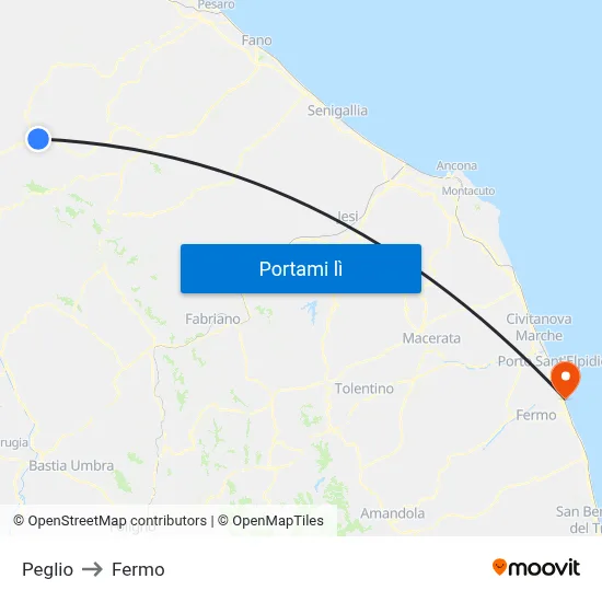 Peglio to Fermo map