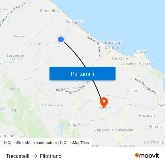 Trecastelli to Filottrano map
