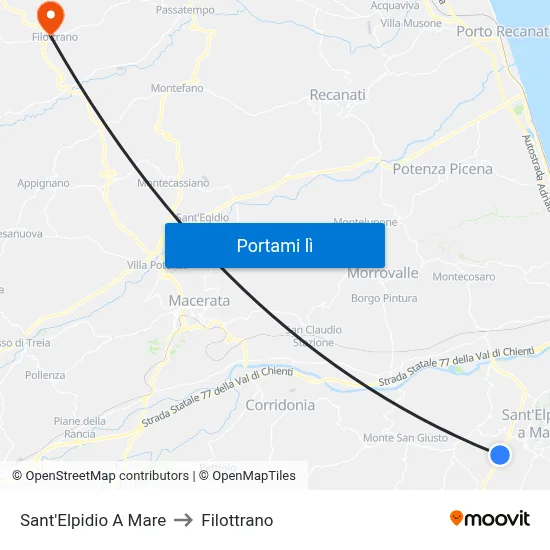Sant'Elpidio A Mare to Filottrano map