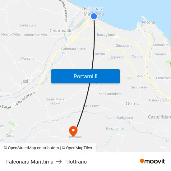 Falconara Marittima to Filottrano map
