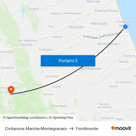 Civitanova Marche-Montegranaro to Fiordimonte map