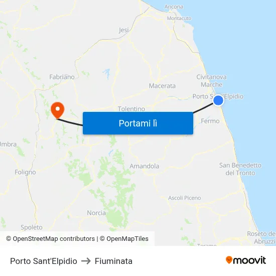 Porto Sant'Elpidio to Fiuminata map