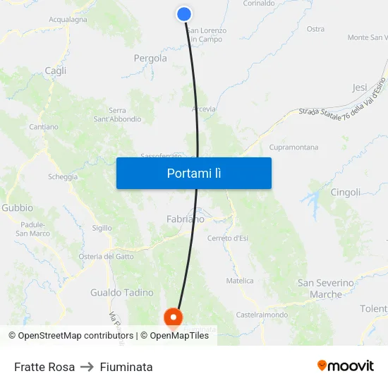 Fratte Rosa to Fiuminata map