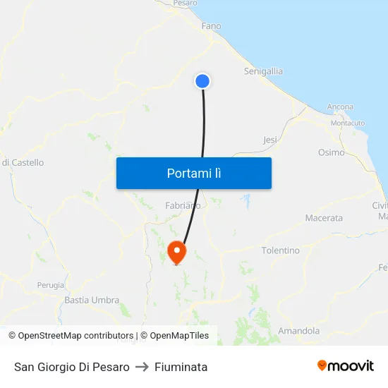 San Giorgio Di Pesaro to Fiuminata map
