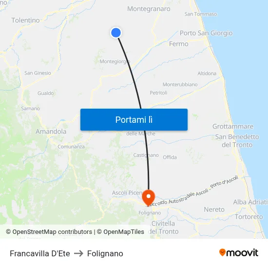 Francavilla D'Ete to Folignano map