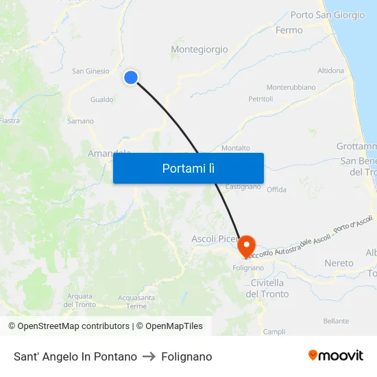 Sant' Angelo In Pontano to Folignano map