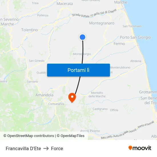 Francavilla D'Ete to Force map