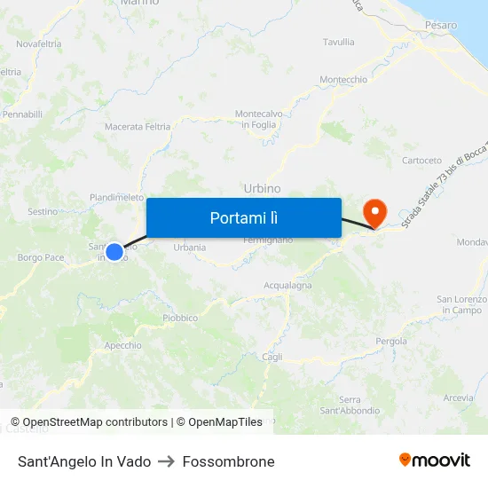 Sant'Angelo In Vado to Fossombrone map