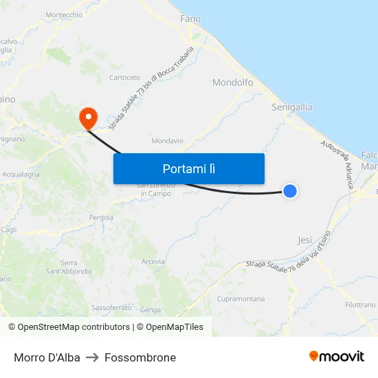 Morro D'Alba to Fossombrone map