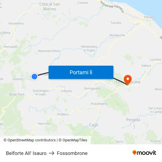 Belforte All' Isauro to Fossombrone map