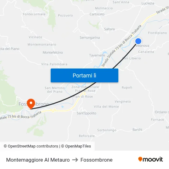 Montemaggiore Al Metauro to Fossombrone map