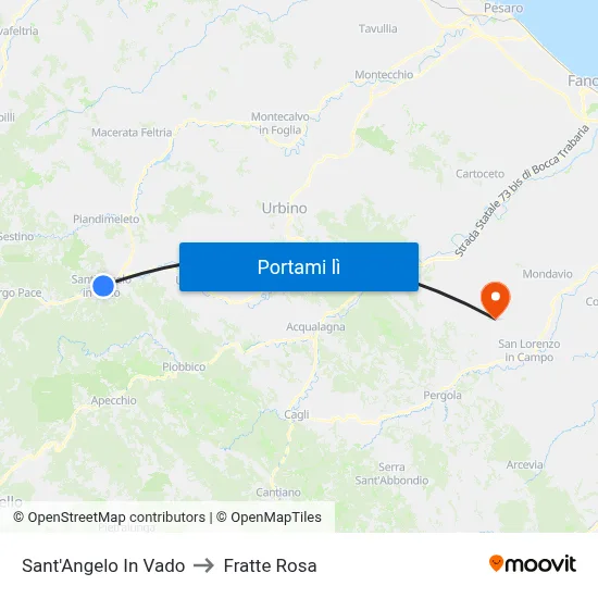 Sant'Angelo In Vado to Fratte Rosa map