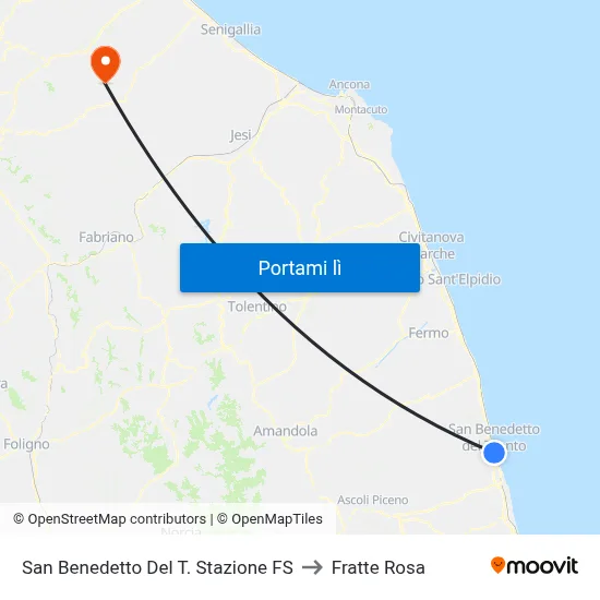San Benedetto Del T. Stazione FS to Fratte Rosa map
