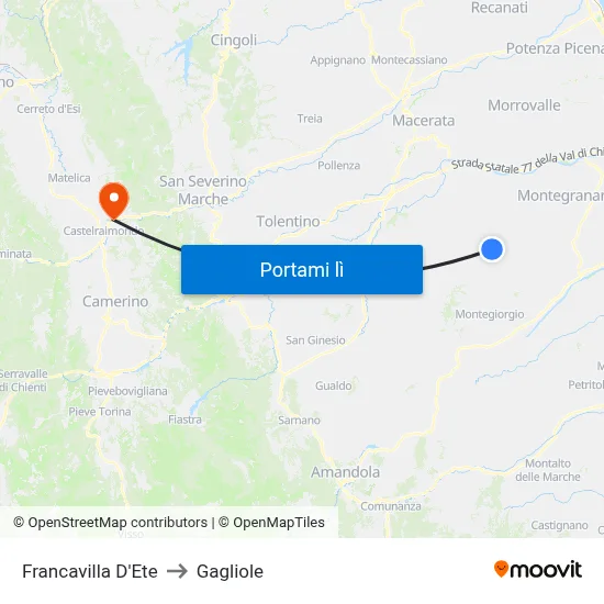 Francavilla D'Ete to Gagliole map