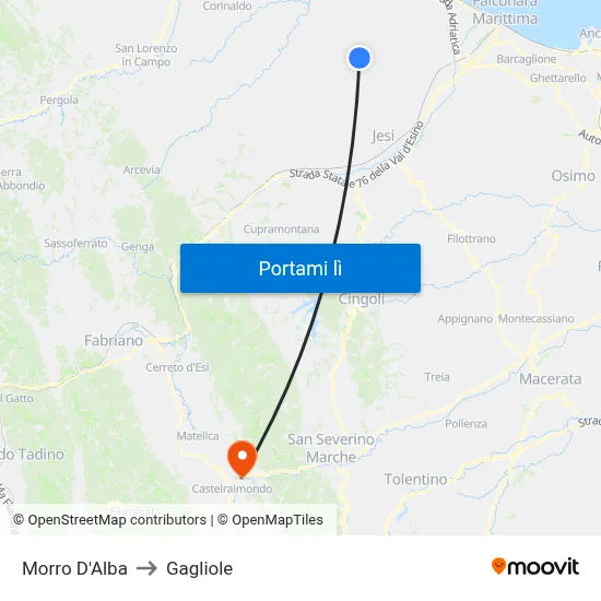 Morro D'Alba to Gagliole map