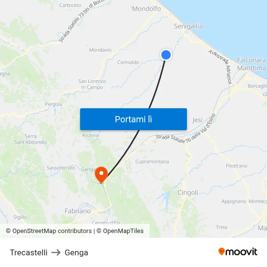 Trecastelli to Genga map