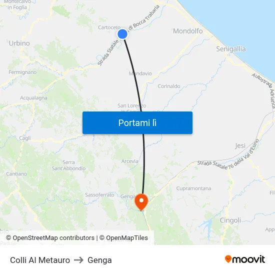 Colli Al Metauro to Genga map