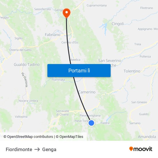 Fiordimonte to Genga map