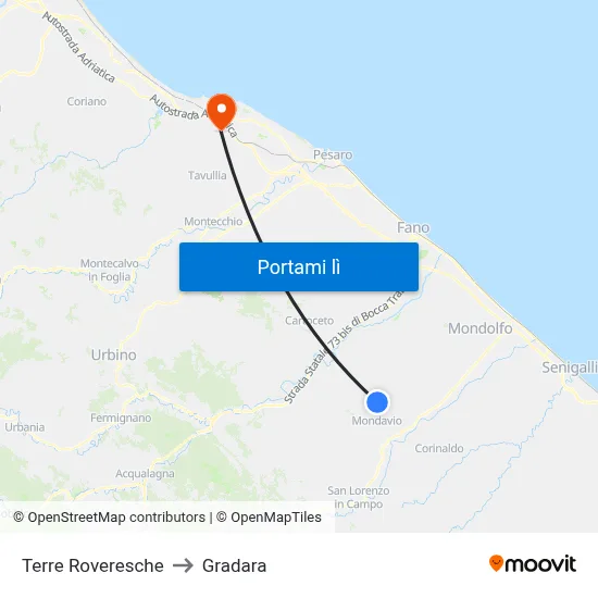 Terre Roveresche to Gradara map
