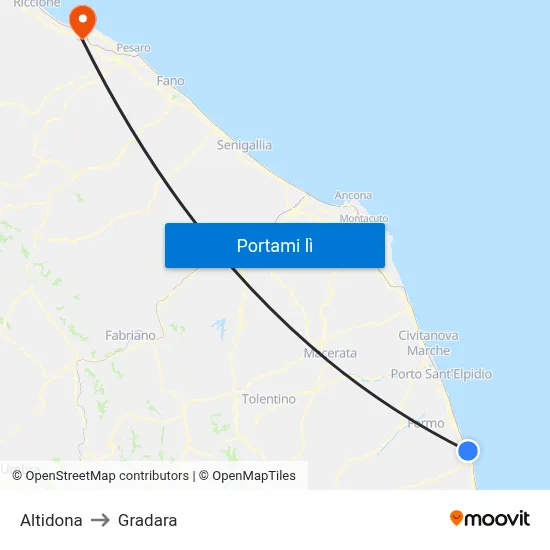 Altidona to Gradara map
