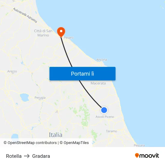 Rotella to Gradara map