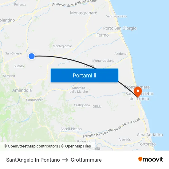 Sant'Angelo In Pontano to Grottammare map