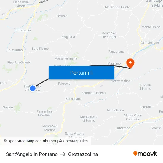 Sant'Angelo In Pontano to Grottazzolina map
