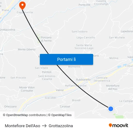 Montefiore Dell'Aso to Grottazzolina map