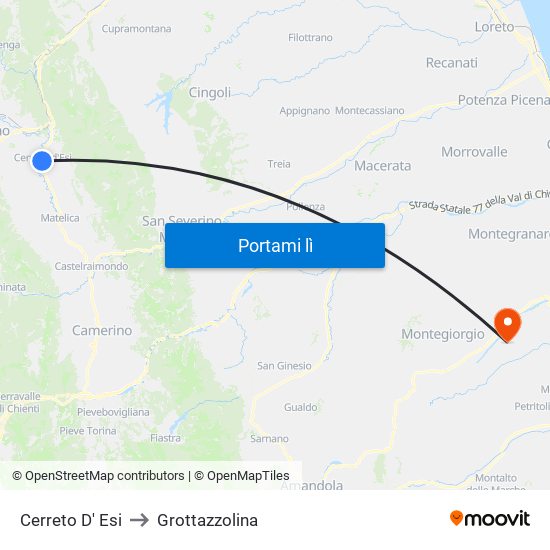 Cerreto D' Esi to Grottazzolina map