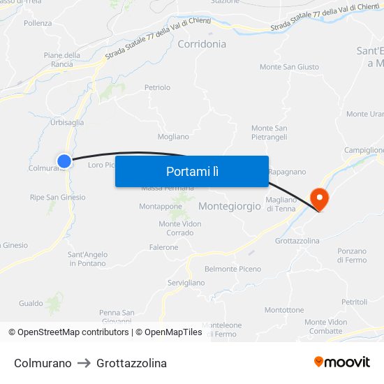 Colmurano to Grottazzolina map