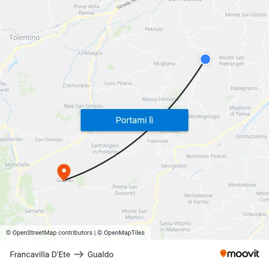 Francavilla D'Ete to Gualdo map