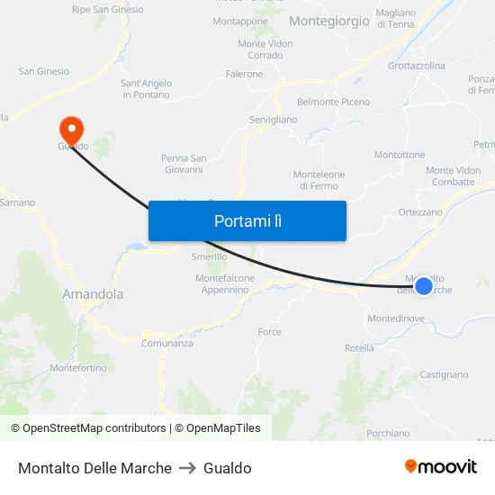 Montalto Delle Marche to Gualdo map