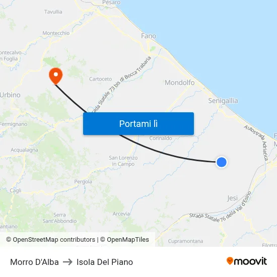 Morro D'Alba to Isola Del Piano map