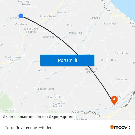 Terre Roveresche to Jesi map