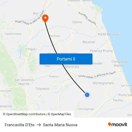 Francavilla D'Ete to Santa Maria Nuova map