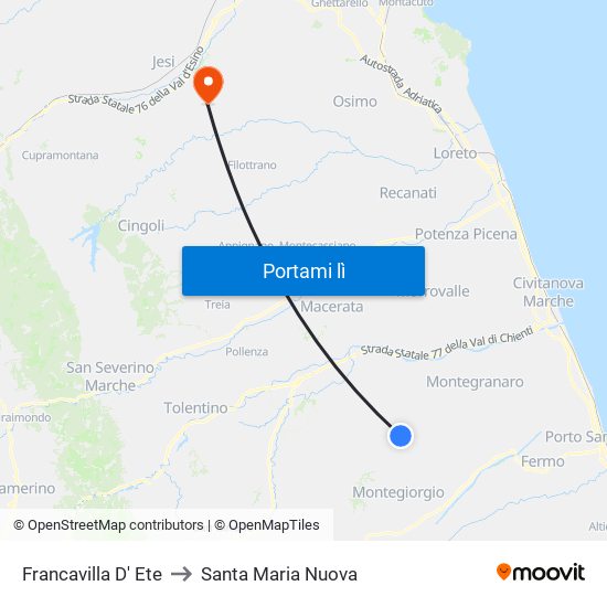 Francavilla D' Ete to Santa Maria Nuova map