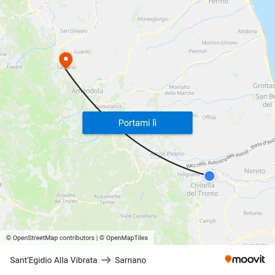 Sant'Egidio Alla Vibrata to Sarnano map