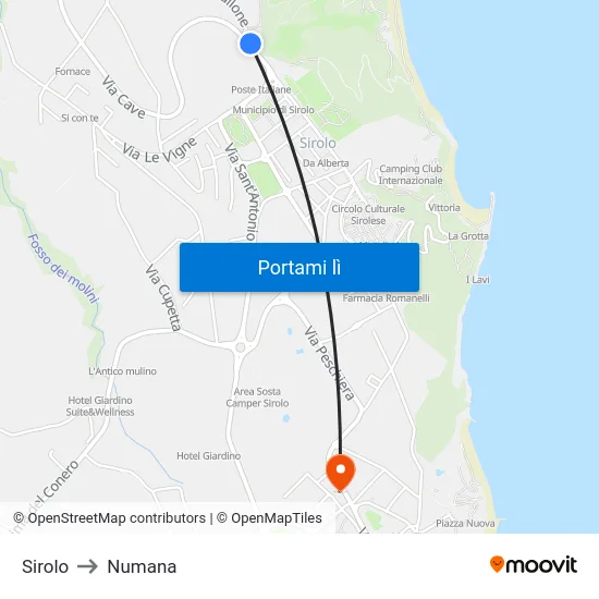 Sirolo to Numana map