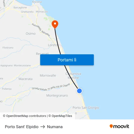 Porto Sant' Elpidio to Numana map