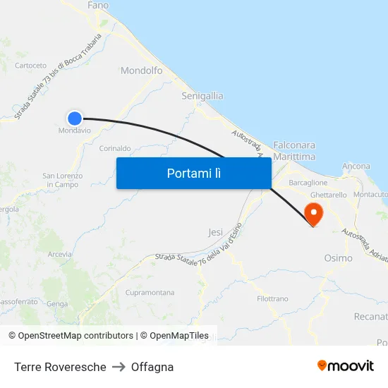 Terre Roveresche to Offagna map