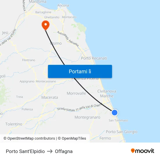 Porto Sant'Elpidio to Offagna map
